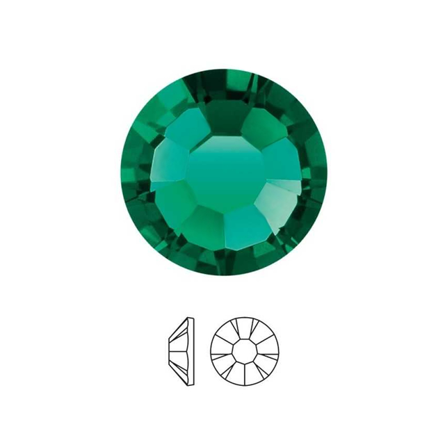Cristale PRECIOSA FLATBACK - CHATON Rose MAXIMA ss34 EMERALD
